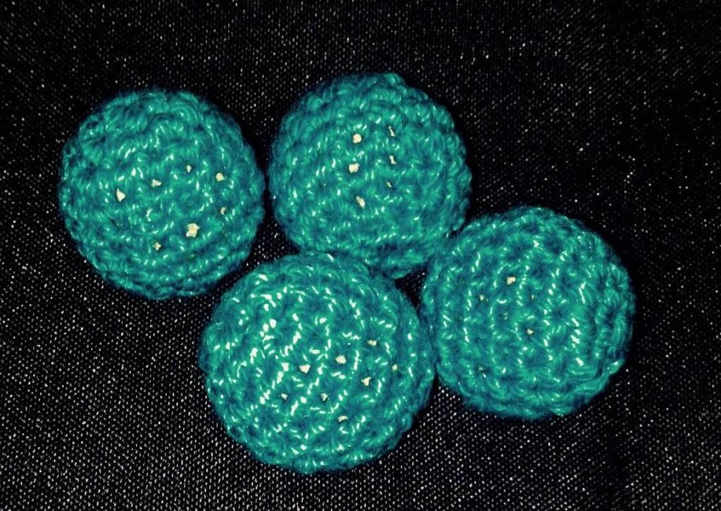 Crocheted Balls Cork 4 pk, 1/2 inch - Turquoise (M8)