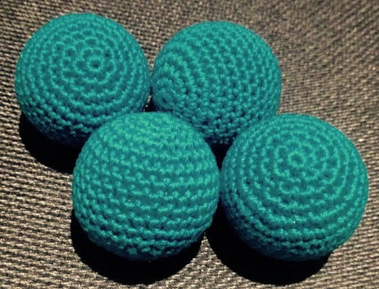 Crocheted Balls 4 pk, 1 inch - Turquoise, Wood (M8)