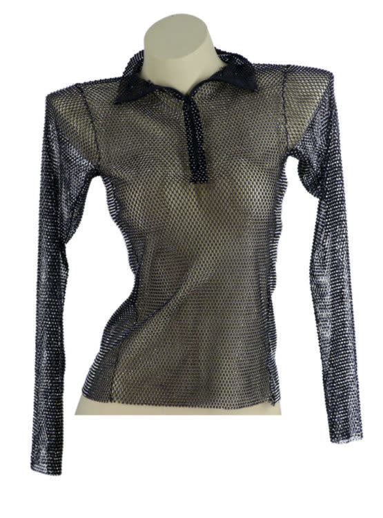 14566 Rhinestone Mesh Top w/Sleeves