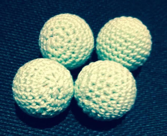 Crocheted Balls Wood 4 pk, 3/4 inch - Pastel Green (M8)