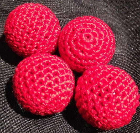 Crocheted Balls Acrylic 4 pk, 3/4 inch - Red M8