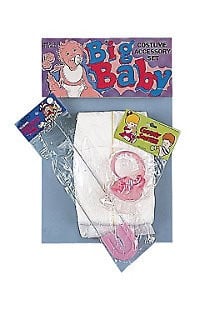 Adult Baby Kit, Pink - Diaper/Pacifier/Pin