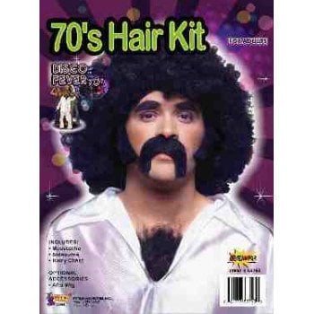 Men's 70's Disco Hair Kit - Moustache, Sideburns and Hairy Chest