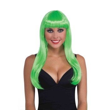 Long Green Wig, Bangs