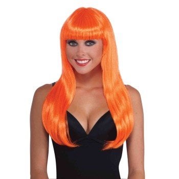 Long Orange Wig, Bangs (361)