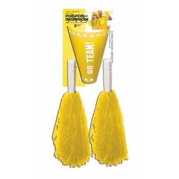 Cheer Leader Pom Poms/Megaphone Yellow