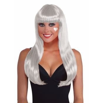 Long White Wig, Bangs (361)