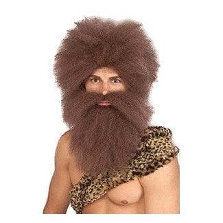 Caveman Wig And Beard Set, Brown