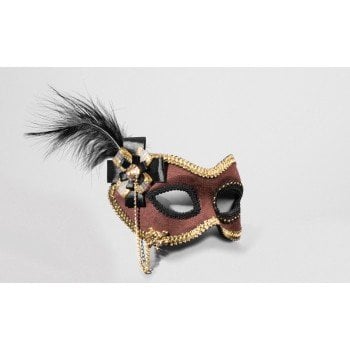 Brown Suede Venetian Mask