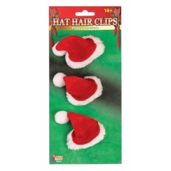 Santa Hat Hair Clips, 3 pcs - Plush by Forum Novelties