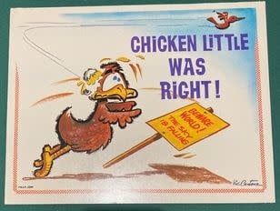 Vintage Nap Plaques Chicken Little, bent corner by Vic Cantone