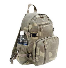 Vintage Canvas Compact Backpack - Woodland Camo