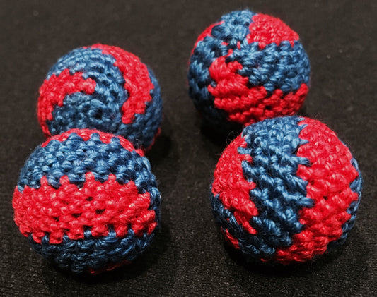 Crocheted Balls Acrylic 4 pk, 3/4 inch - Swirl Red/Blue(M8)