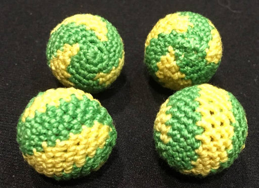 Crocheted Balls Acrylic 4 pk, 3/4 inch - Swirl Yellow/Green