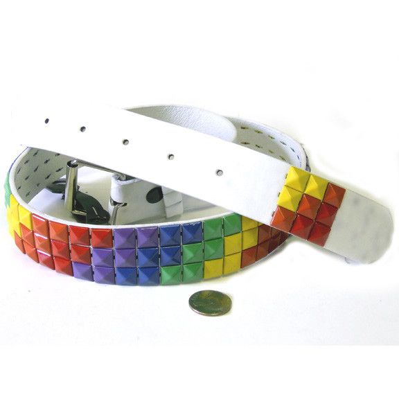 80s Multicolor Pyramid Tile Stud Belt - Assorted