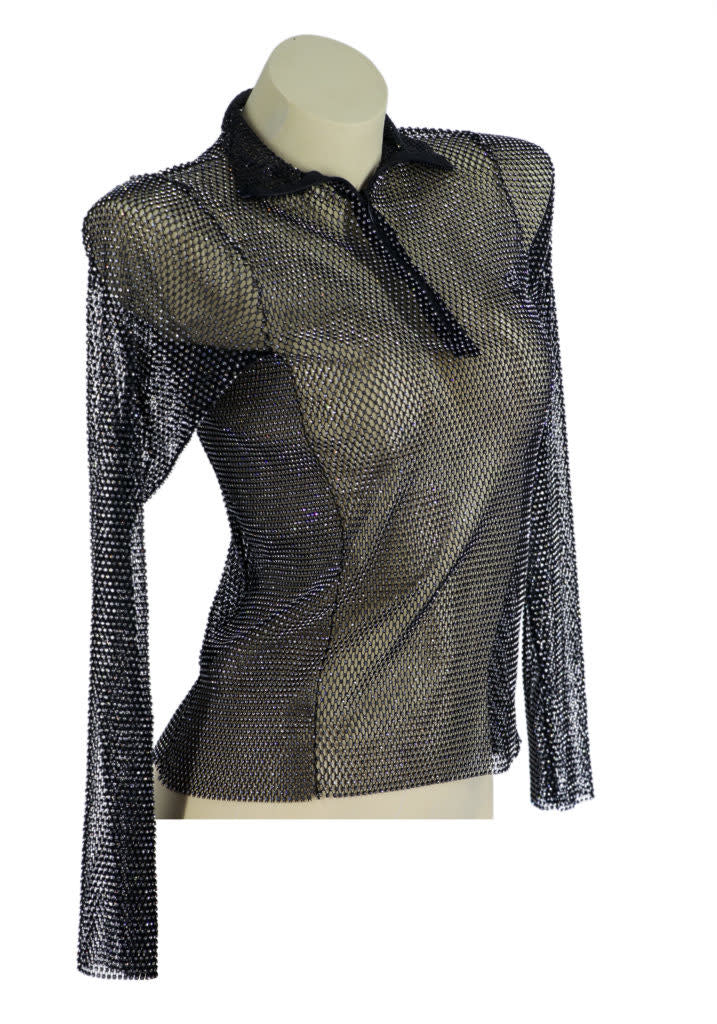 14566 Rhinestone Mesh Top w/Sleeves