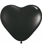 6 inch Heart Balloons Onyx Black - 100 Count