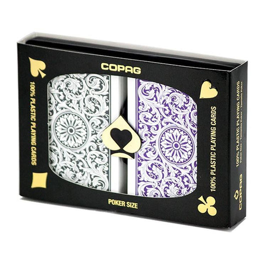 Copag 1546 Purple and Gray Poker Size Jumbo Index Double Deck  (M5)