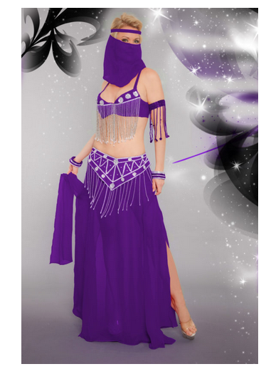 8554 – Bollywood Genie Costume, 3 Pc. Set – Includes Top, Skirt, and Face Veil Size S/M