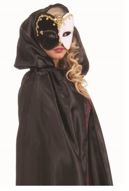 Fancy Masquerade Hooded Cape, Black