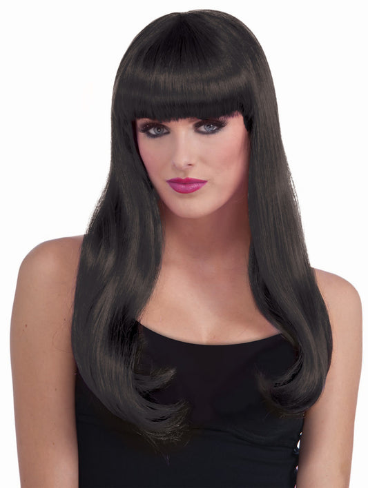 Long Black Wig, Bangs