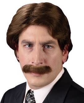 Hollywood Star 70's Wig And Mustache, Brown by Fun World