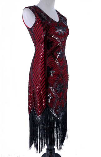 2585 – Art Deco Flapper Dress- Red