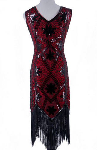 2585 – Art Deco Flapper Dress- Red