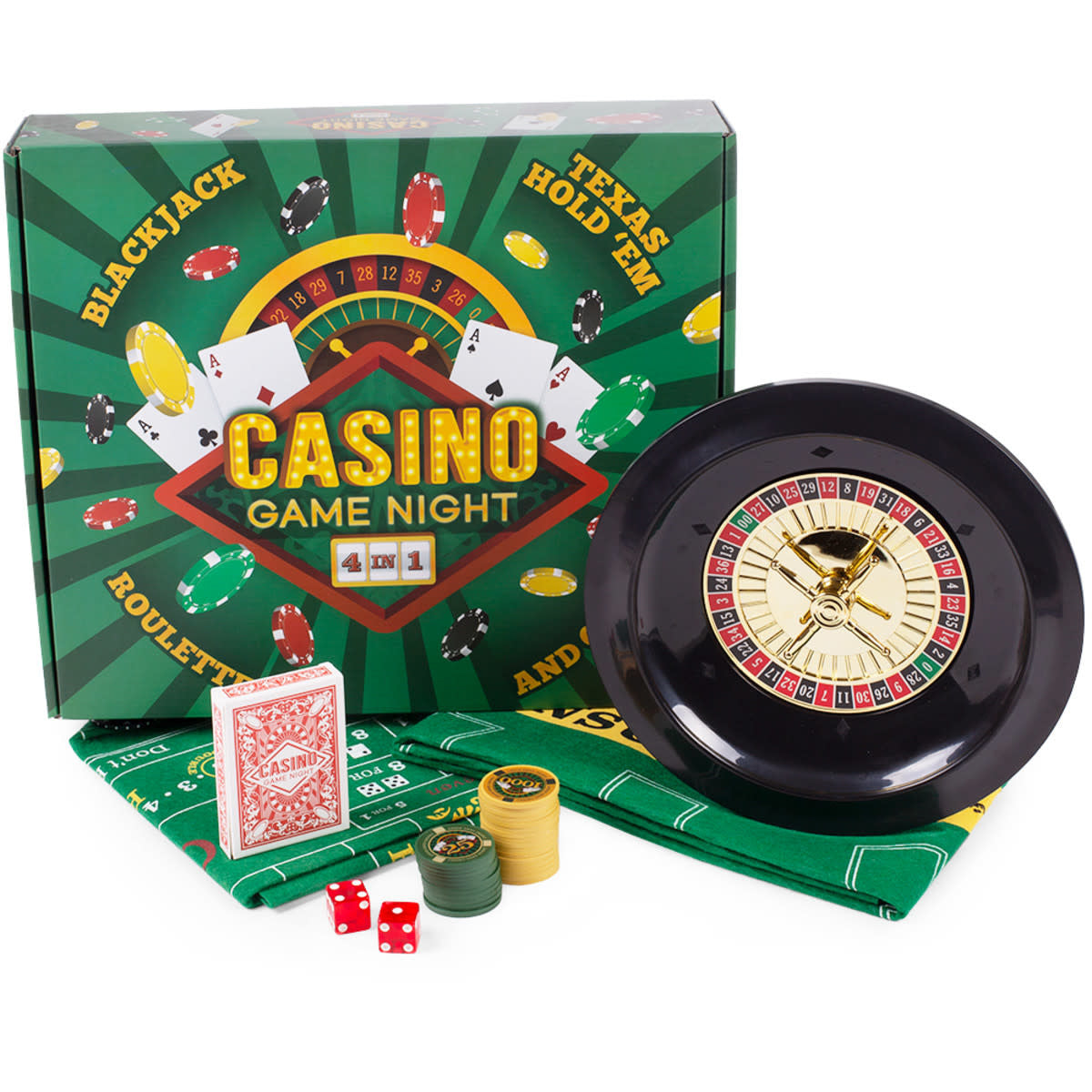 Casino Game Night  4 in 1 Roulette Blackjack Craps Hold Em