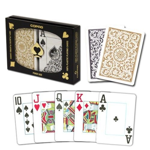 Copag 1546 Black and Gold Poker Size Jumbo Index Double Deck  (M5)