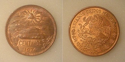 Mexican Centavos,  20 Centavos Coin By Mexican Mint - La Casa de Moneda de Mexico (M10)