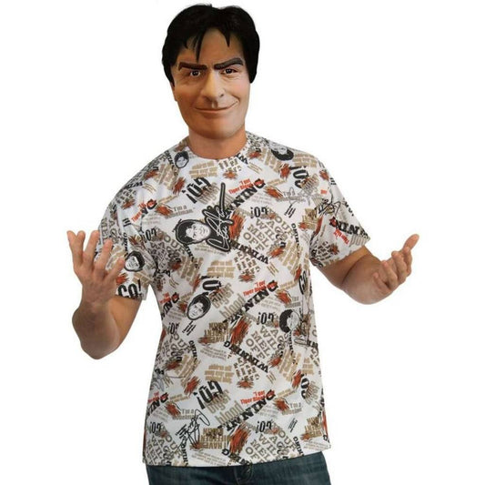 Charlie Sheen Mask and Shirt - Adult Extra Earge