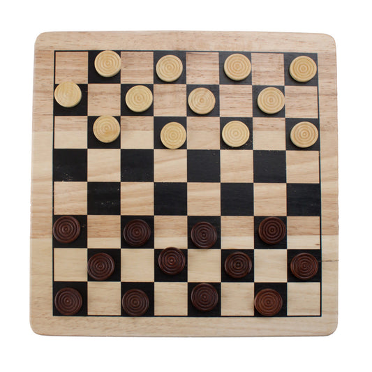 2-in-1 Checkers and Tic-Tac-Toe Set Wooden