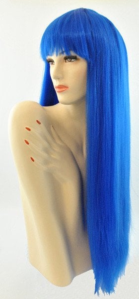 Long Pageboy Blue Wig