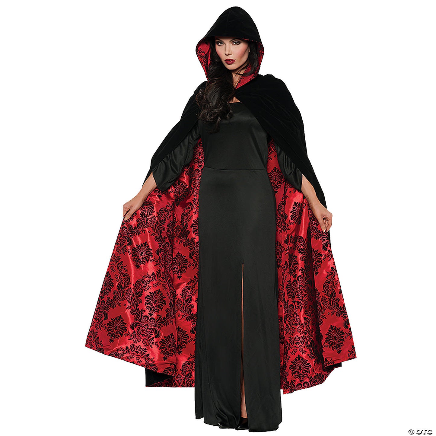 Hooded Cape Deluxe Velvet Red/Black