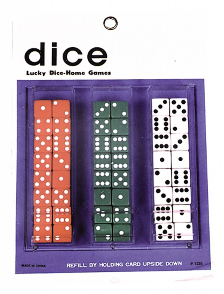 Dice Pair 5/8 - Asst Colors Wht/Red/Green