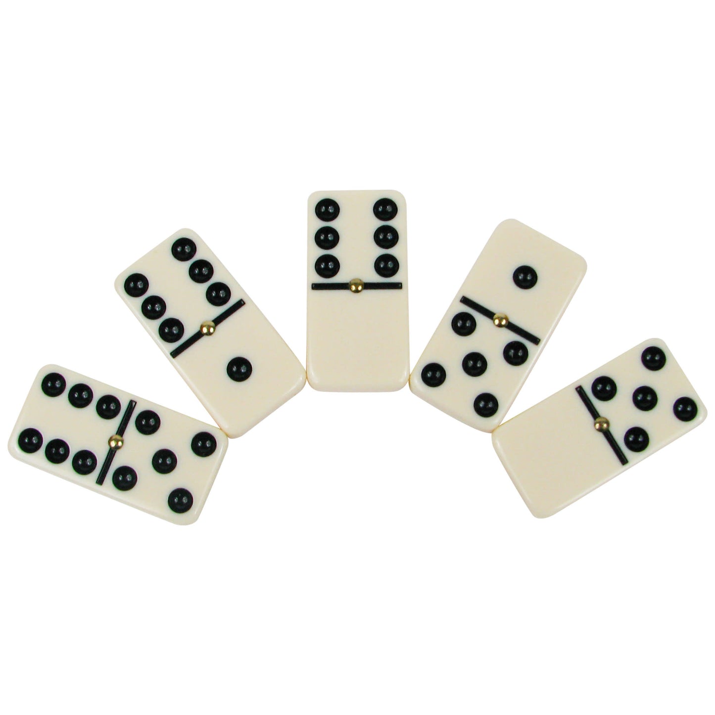 Double Six  28 Piece Dominoes Set, Ivory with Black Pips and  Spinners