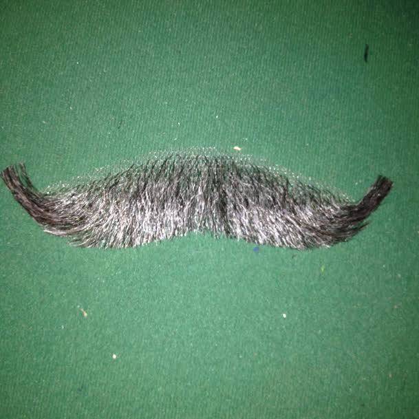 English Moustache Grey Human Hair