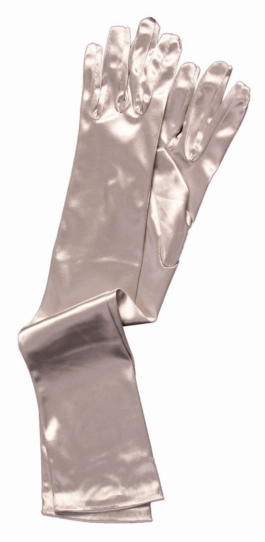 Gloves Silver Shoulder Length Lame'