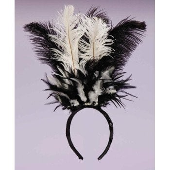 Black and White Feather Headband