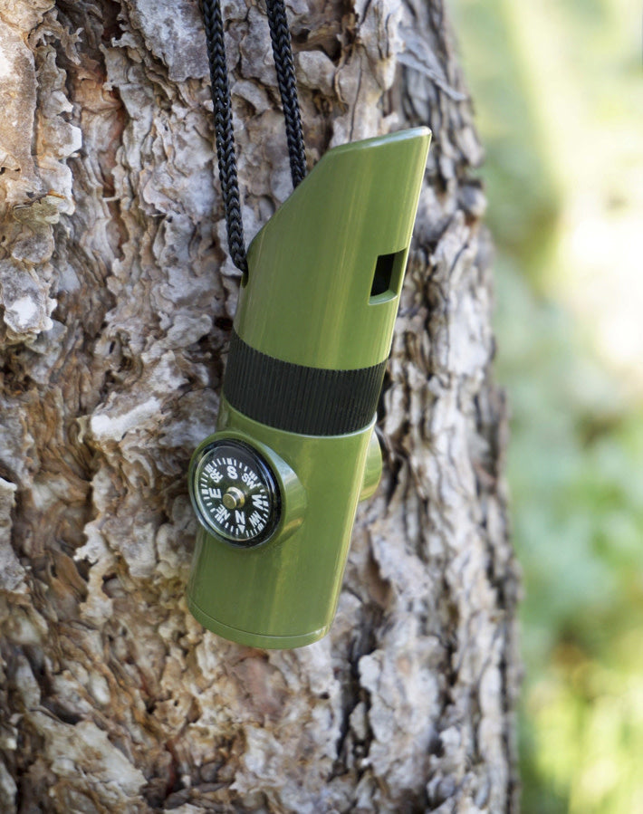 7 IN 1 Survival Whistle/LED Flashlight, Green by SE