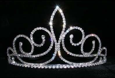 Fleur de Swirl Tiara - 3 1/4 Inches Tall Rhinestone Jewelry Corporatrion