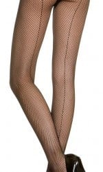 Fishnet Tights with Seam, Black by Music Legs