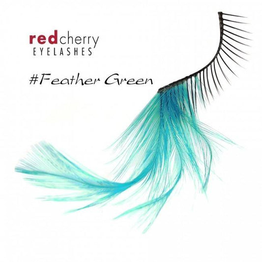 Eyelashes w/Feather Green FGRN