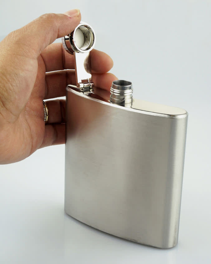 Stainless Steel 6 oz. Hip Flask .38 thick 4.5 x 4 x .75 inch by Sona Enterprises