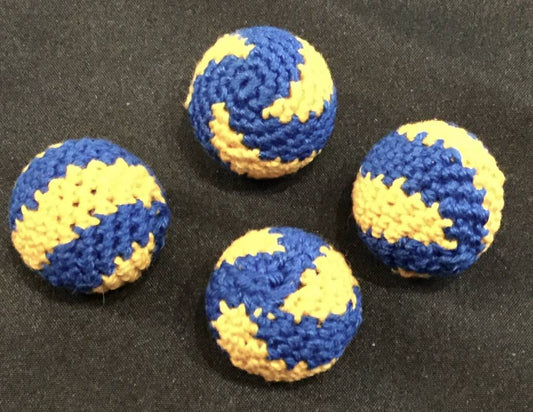 Crocheted Balls Acrylic  4 pk, 3/4 inch - Swirl Blue/Yellow M8