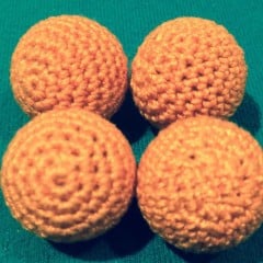 Crocheted Balls Wood 4 pk, 1/2 inch - Orange (M8