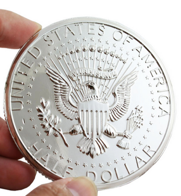 Jumbo Coin 3 inch Chrome Half Dollar