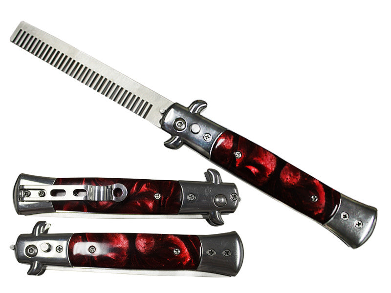 4 inch Deluxe Switchblade Comb, Red