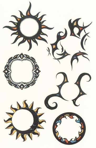 Tribal Sun Temporary Tattoos